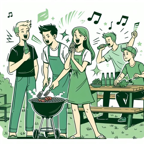 BBQ公園で騒いで楽しんでる若者